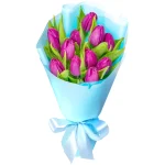 Букет из 11 темно розовых тюльпанов